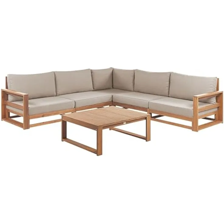 Beliani 'Timor' Lounge-Set, Zertifiziertes Akazienholz, Heller Holzfarbton