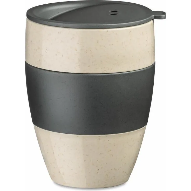 Koziol Thermobecher Aroma To Go 2. 0, Isolierbecher, Biozirkulärer Kunststoff, Nature Desert Sand / Nature Ash Grey, 400 ml, 7589278