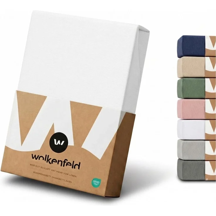 Wolkenfeld Spannbettlaken 100% Baumwolle - Superweiches Bettlaken für Matratzen von 5 bis 20cm, Gummizug: Starker & Flexibler Super-Stretch Gummizug für maximalen Halt, Rutschfest & Blickdicht - 90x200, 140x200, 160x200, 180x200 200x200 – Bild 1