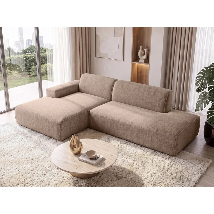 AX LIVING Ecksofa Modern Didim Duo 284 cm Warmbraun Chenille Sofa L – Bild 1