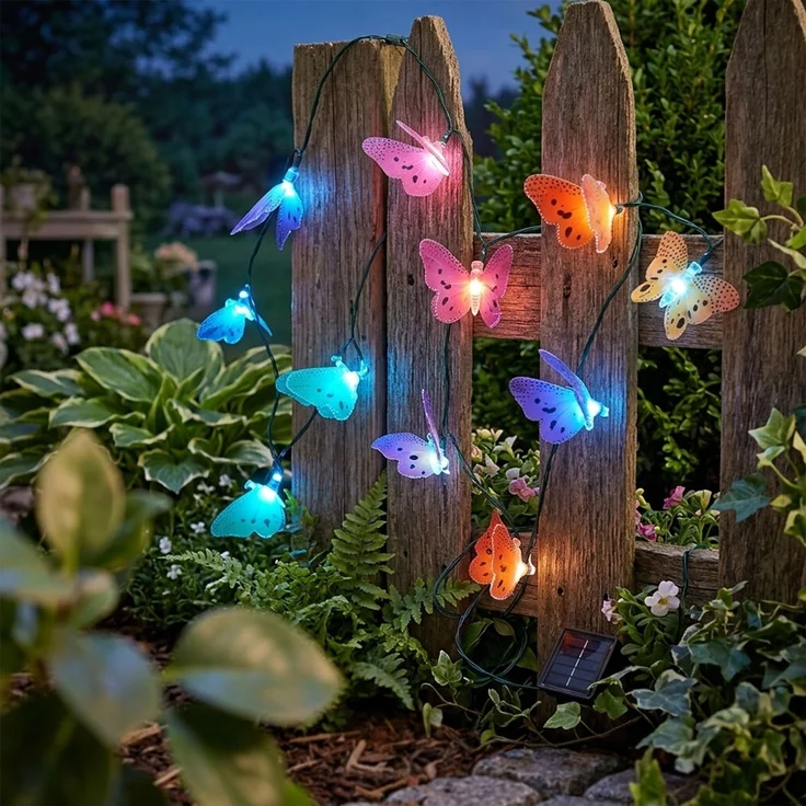 2x LED Solar Lichterkette, 10x bunten Schmetterlinge, L 445 cm – Bild 3