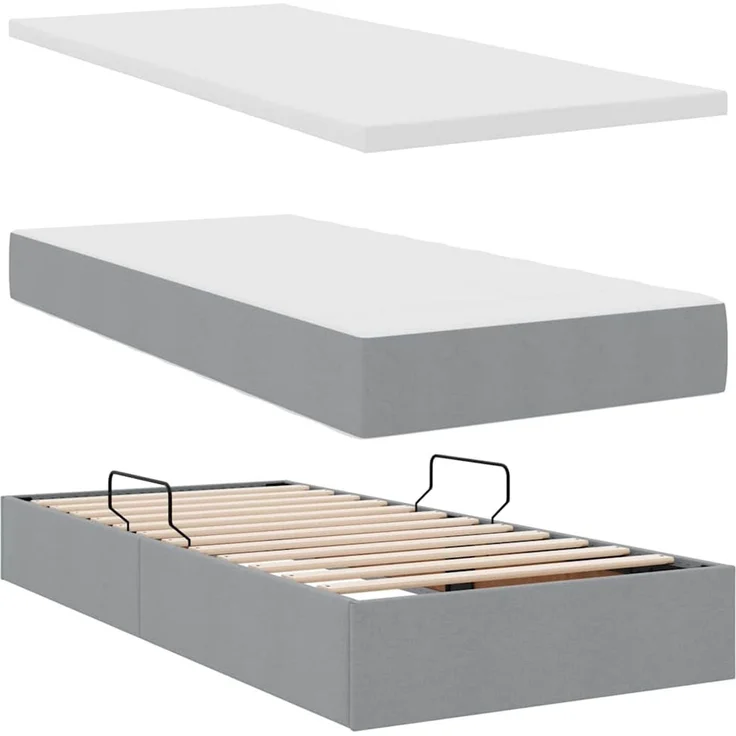 vidaXL LED-Speicherbett mit Matratze Hellgrau 100 x 200 cm Stoff 3371124 – Bild 9