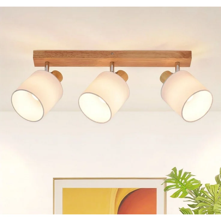 Nettlife Deckenstrahler 1/2/3/4 Flammig Vintage Holz Schwarz E14 Schwenkbar Deckenleuchte, Schwenkbar 350°, LED wechselbar, Wohnzimmer Schlafzimmer Küche Flur – Bild 5