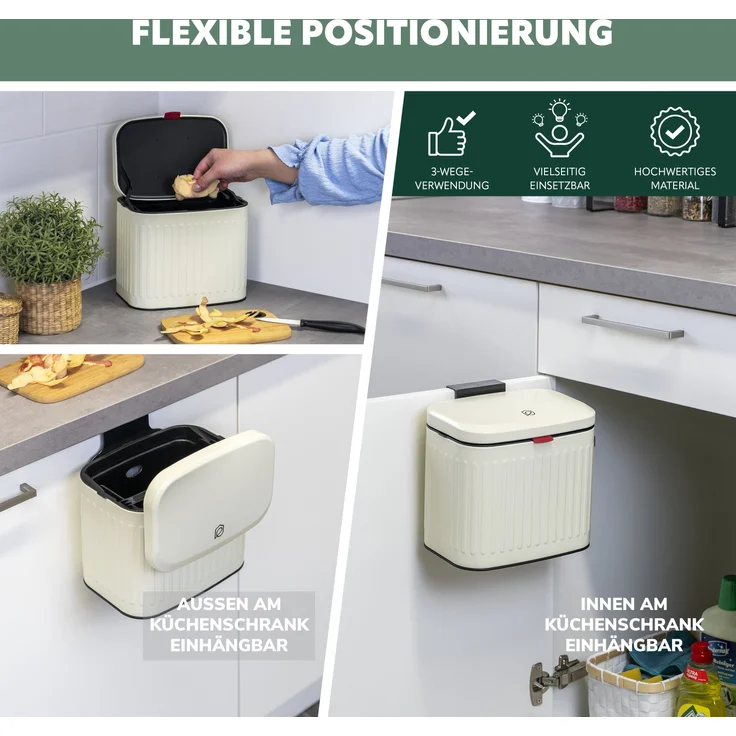eluno Mülleimer Küchen- und Badabfalleimer, 4 Liter Fassungsvermögen – Bild 3