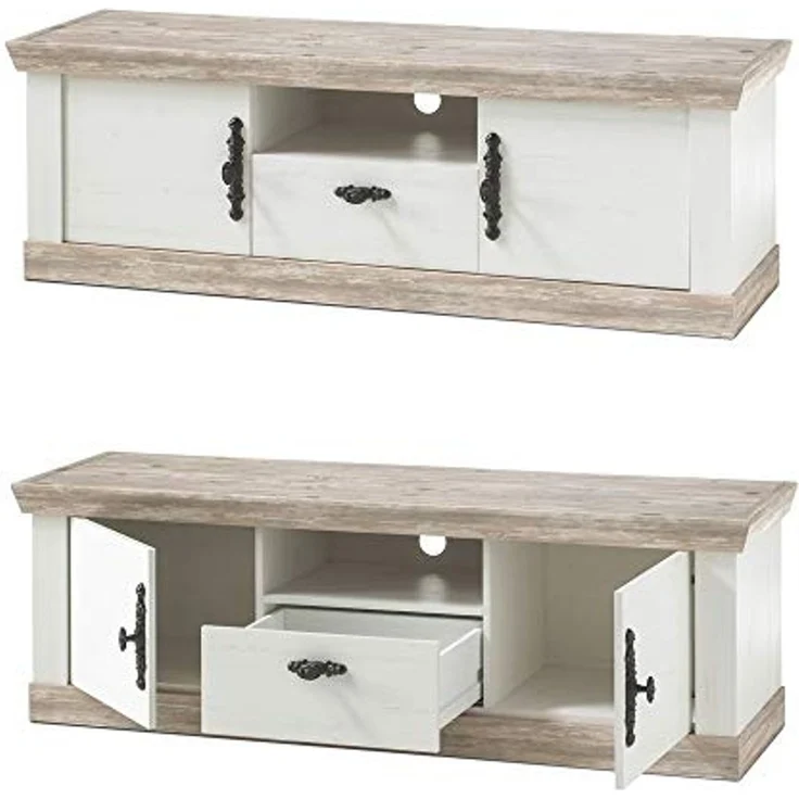 Lomadox Wohnwand FERNA-61, (2-St), Pinie dunkel Nb. und Pinie weiß Nb. inkl. LED 352 x 170 x 44 cm – Bild 4