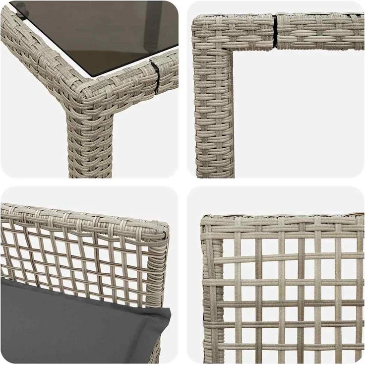 vidaXL Garten Essgruppe 3 pcs Hellgrau Poly-Rattan 3334895 – Bild 8