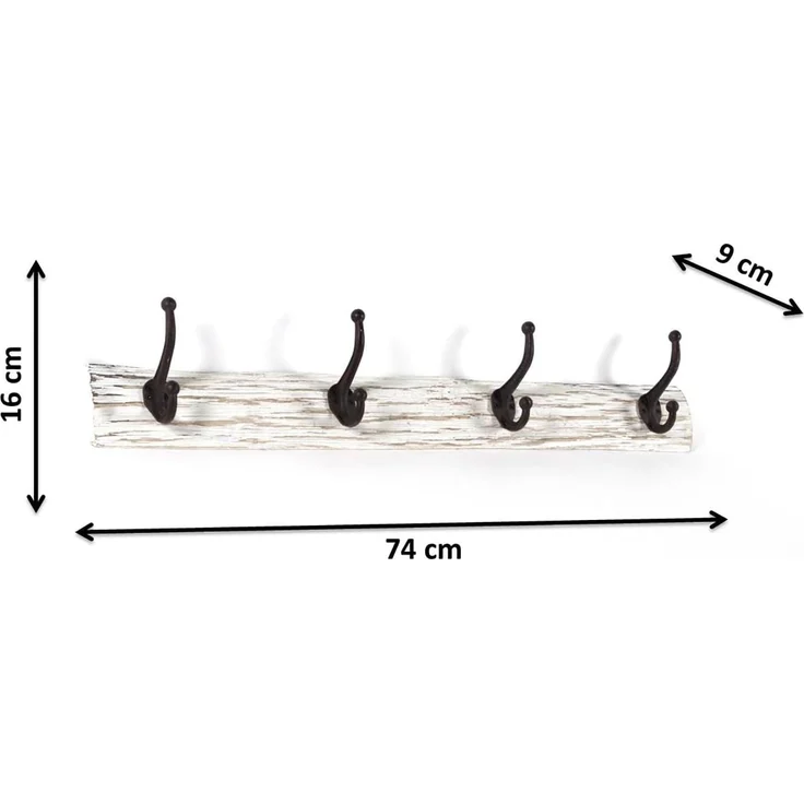 Kobolo Wandgarderobe Garderobe 2er Set VINTAGE Holz und Metall 4 Haken (2 St) – Bild 2