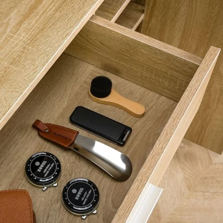 CARO-Möbel Schuhschrank DEUSTO Schmale Flurkommode mit Schublade und 3 Türen eicheoptik – Bild 9