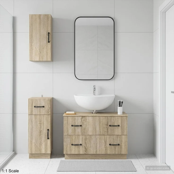 vidaXL 3-teiliges Badezimmer-Schranksystem HOORN Sonoma-Eiche 3417794 – Bild 1