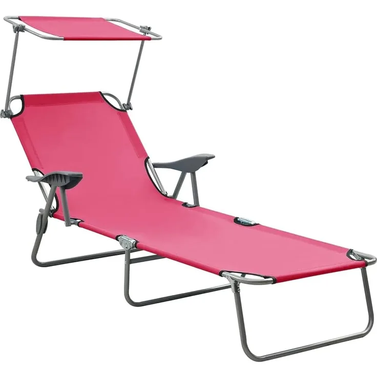 vidaXL Sonnenliege mit Sonnendach Stahl Rosa 310337