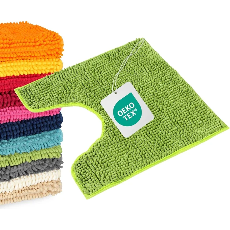 WohnDirect Badematte 45x45 cm MIT WC Ausschnitt | Grün - rutschfest & Waschbar - Badezimmerteppich zum Set kombinierbar, Badvorleger, WC Garnitur, Badteppich – Bild 10