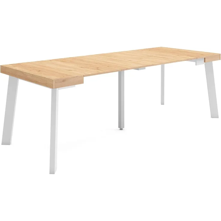 Skraut Home | Ausziehbarertisch | Multifunktionaler ausziehbarer | 220 | Für 10 Gäste | Hölzerne Beine | Moderner Stil | Eiche