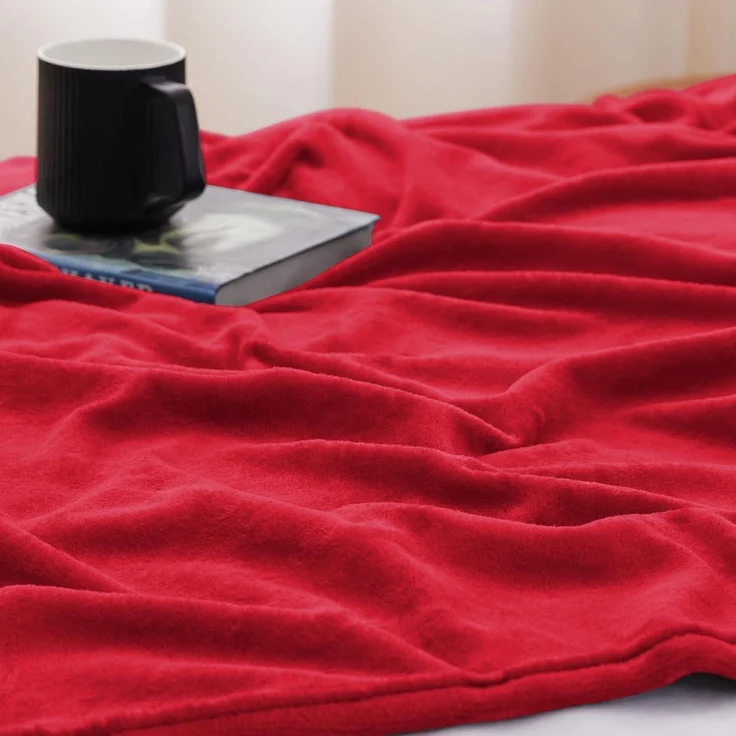 Kuscheldecke 230x270cm flauschig Fleecedecke Sofa rot 270 x 230 cm Rot – Bild 3