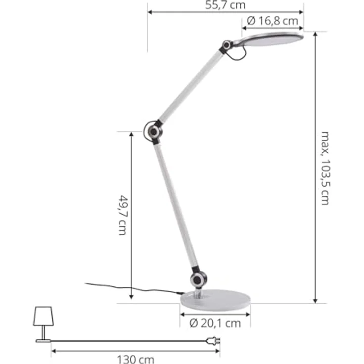 Lindby Nyxaris, dimmbare LED Tischlampe in Silber für Arbeitszimmer und Büro, 50 cm – Bild 4