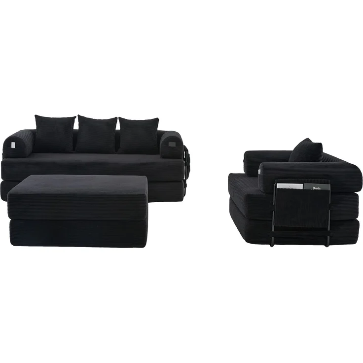 ZUBALIYA Ecksofa 94x67 cm, mit Ablageflächen, mit Cordbezug, mit breiten Armlehnen, modular aufgebaut, mit Schaumstoffpolsterung – Bild 16