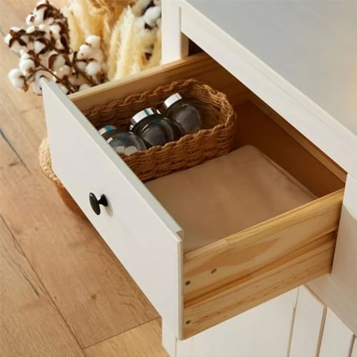 CARO-Möbel Kommode PAULO, Kommode weiß aus Kiefer mit 2 Schubladen und 2 Türen Sideboard Massivh – Bild 7