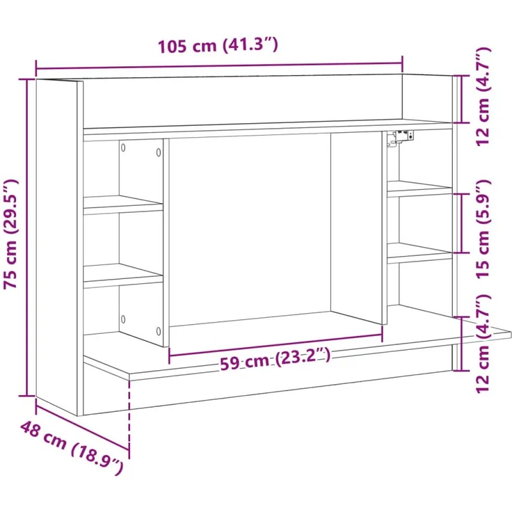 vidaXL Wand-Schreibtisch Sonoma Eiche 105x48x75 cm Holzwerkstoff 847970 – Bild 9