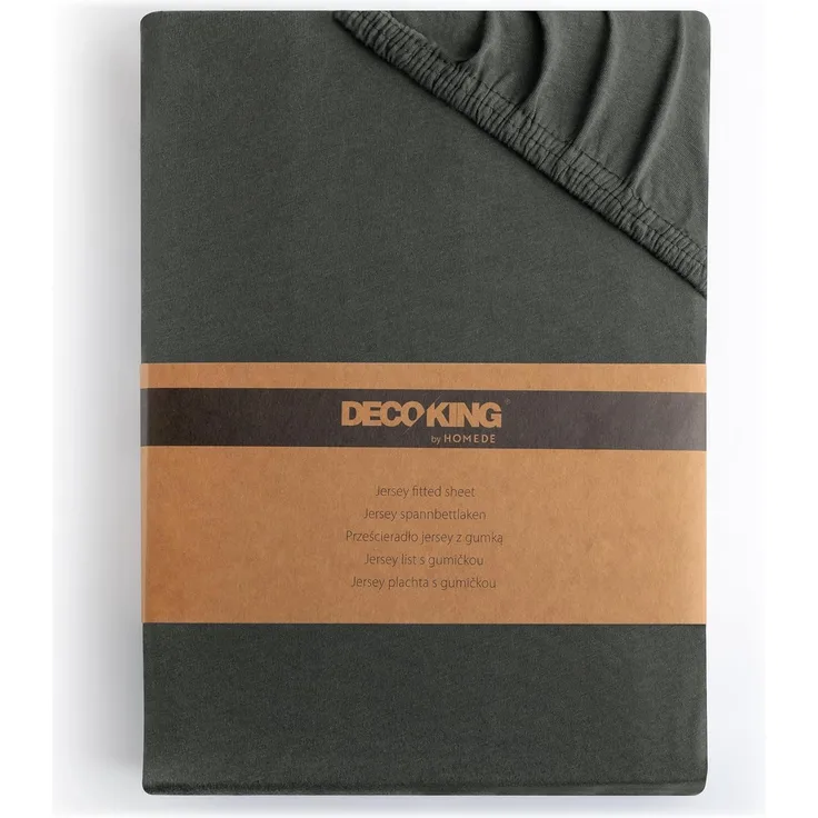 DecoKing Spannbettlaken 120x200 140x200 cm Anthrazit Grau Spannbetttücher Jersey 100% Baumwolle Boxspringbett Amber 120x200 140x200