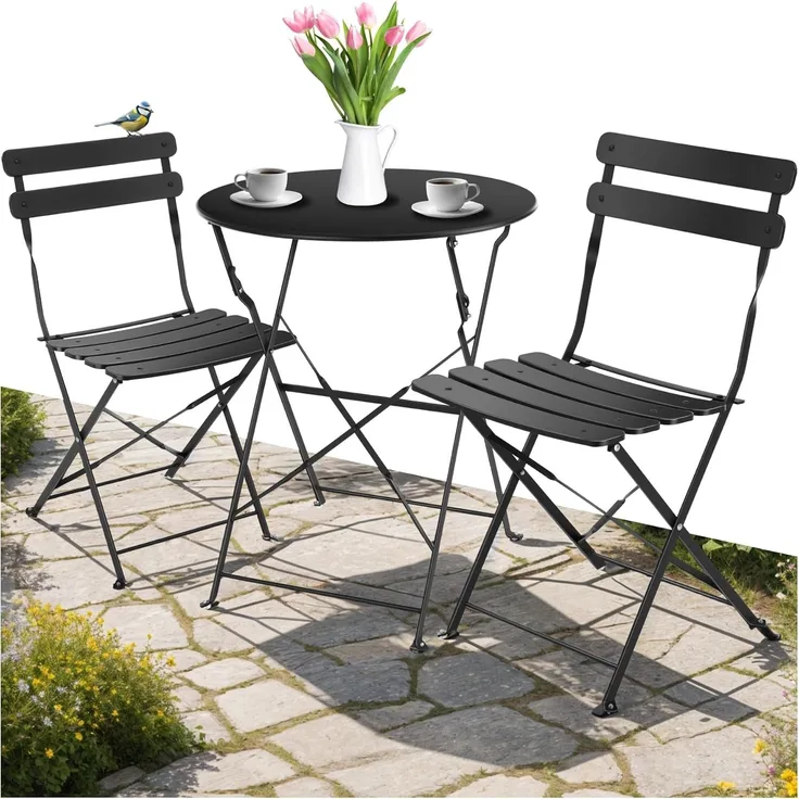 tectake Essgruppe Bistrotisch Set, (Set, 3-tlg), für 2 Personen