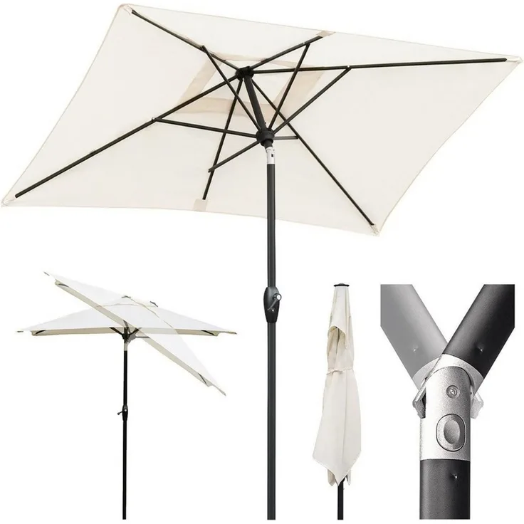 Sekey Sonnenschirm Rechteckige Sonnenschirme Kippbar mit Kurbel Gartenschirm groß, Sonnenschutz UV50+, Gartenschirm Knickbar, für Garten, Terrasse