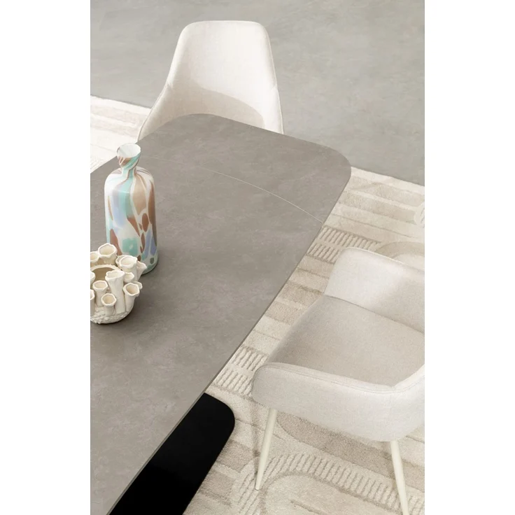 Esszimmerstuhl Cora 2er-Set, Stoff und Metall, modern mit Armlehne, beige, komfortabel gepolstert – Bild 2