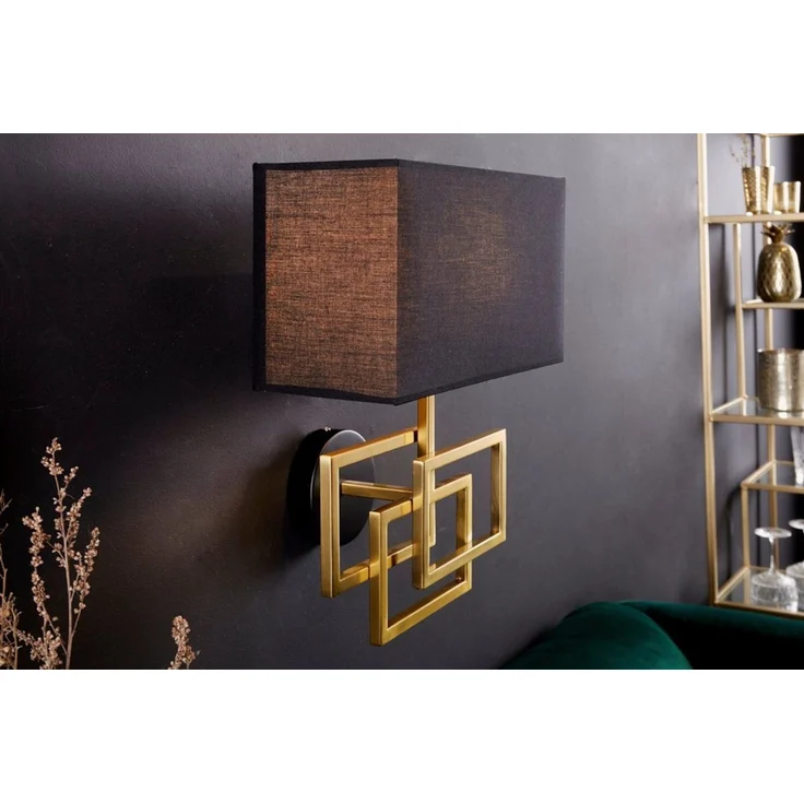 riess-ambiente Wandleuchte ATLANTIS 44cm schwarz / gold, ohne Leuchtmittel, Wohnzimmer · Stoff · Metall · innen · Modern Design – Bild 1