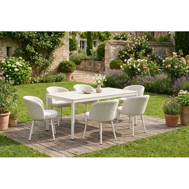 KAWOLA Gartenmöbel Set INDUS 7-tlg. Aluminium cremefarben x x cm – Bild 1