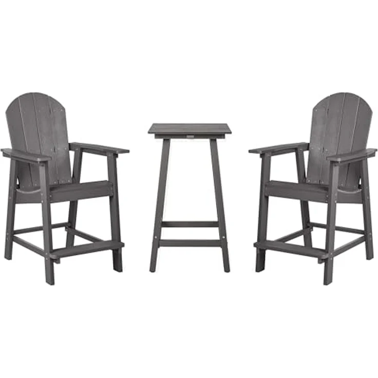 Bistro Set ADIRONDACK Dunkelgrau – Bild 1