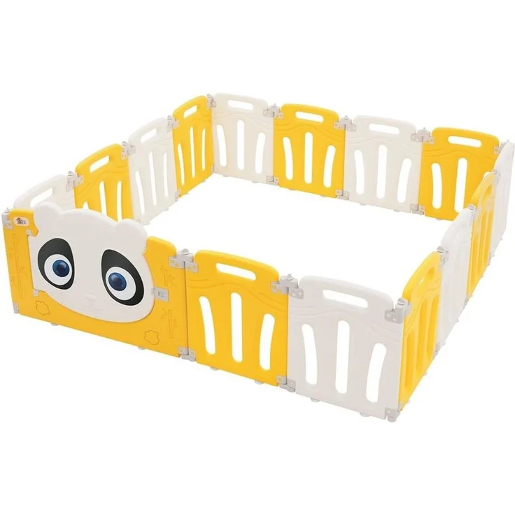 Joyz Laufgitter Laufstall Baby Krabbelgitter faltbar Absperrgitter Zaun Babygitter, Kinderlaufstall 160×160 cm Weiß-Gelb Schutzgitter mit Tür und Lernuhr – Bild 5