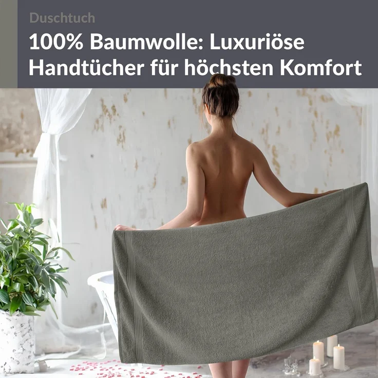 Lashuma Duschtuch Linz, Frottee (1-St), Flauschiges Badetuch grau 70x140 cm – Bild 4