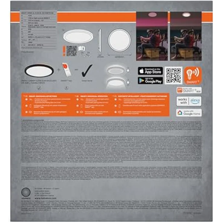 Osram SMART+ WiFi Orbis Ultra Slim LED Panelleuchte 235mm Schwarz, 19W, 1070lm, RGB+TW 2700-6500K, dimmbar, Alexa-kompatibel – Bild 4
