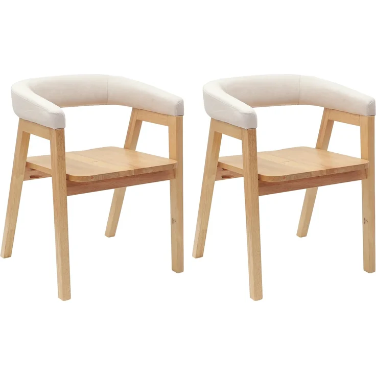 vidaXL Esszimmerstühle 2 pcs Natur 54 x 57 x 73 cm Massives Gummiholz 42020423 – Bild 1