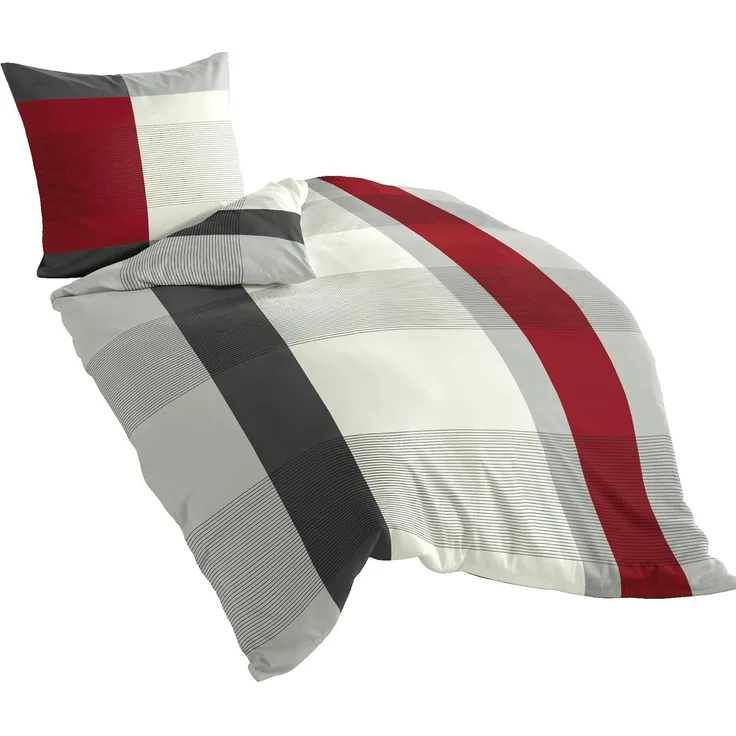 Bierbaum Bettwäsche 4643, Mako-Satin, Made in Germany, grau 14, 155x220 + 80x80 cm, Komfortgröße