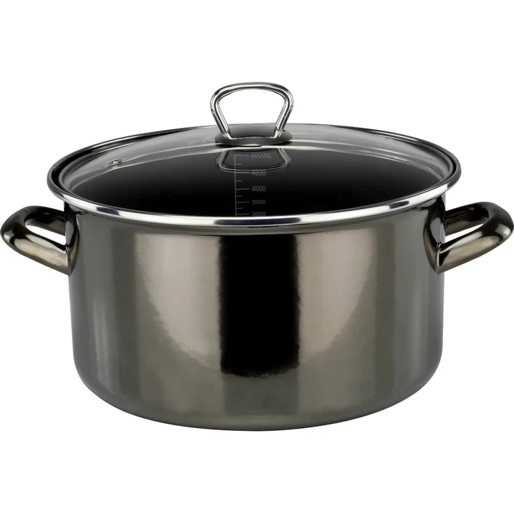 Bemus Emaille Kochtopf-Set BLACK PEARL 7tlg, anthrazit glänzend – Bild 2