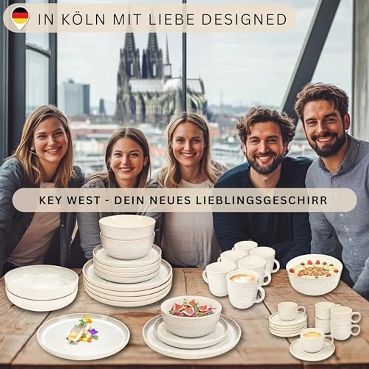 Sänger Kombiservice Key West, 30-teiliges Geschirrset in Creme, kratzfeste Oberfläche, vielseitig kombinierbar, für Essen und Trinken – Bild 6