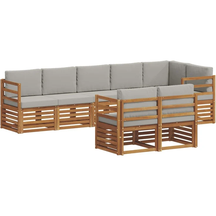 vidaXL Outdoor-Sofagarnitur 8 stk. 8-Sitzer Natur und Hellgrau 3374991 – Bild 2