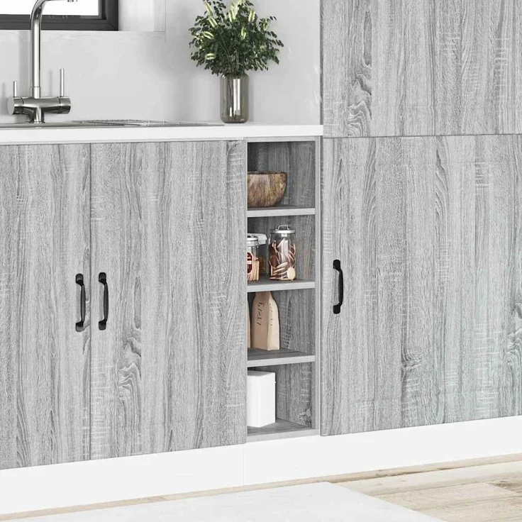 vidaXL Unterschrank Riga Grau Sonoma 20x44,5x81,5 cm Holzwerkstoff 854189 – Bild 2