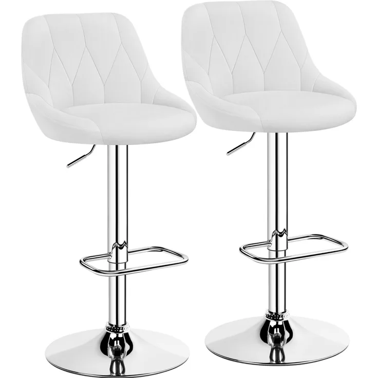 Yaheetech Barhocker 2er Set höhenverstellbarer Barstuhl 360° drehbarer Tresenhocker Polsterhocker mit Kunstleder für Küche/Bar/Salon/Esszimmer, weiß