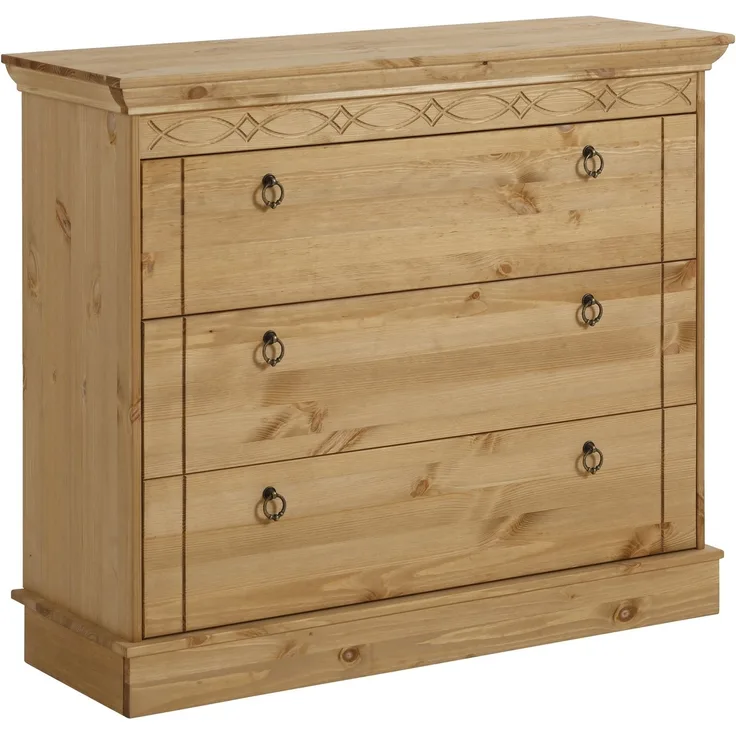 Home affaire Schubkastenkommode Indra, aus massiver Kiefer, mit 3 Schubladen, Breite: 100 cm