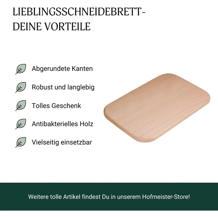 Hofmeister Schneidebrett 31x21cm Buchenholz Küchenbrett Schneidunterlage Holzbrett, Buchenholz – Bild 4