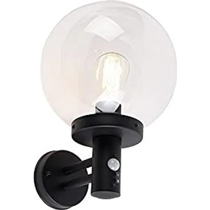 Qazqa Außen-Wandleuchte Sfera, ohne Leuchtmittel, E27, Schwarz, Modern, Kunststoff, 1-flammig