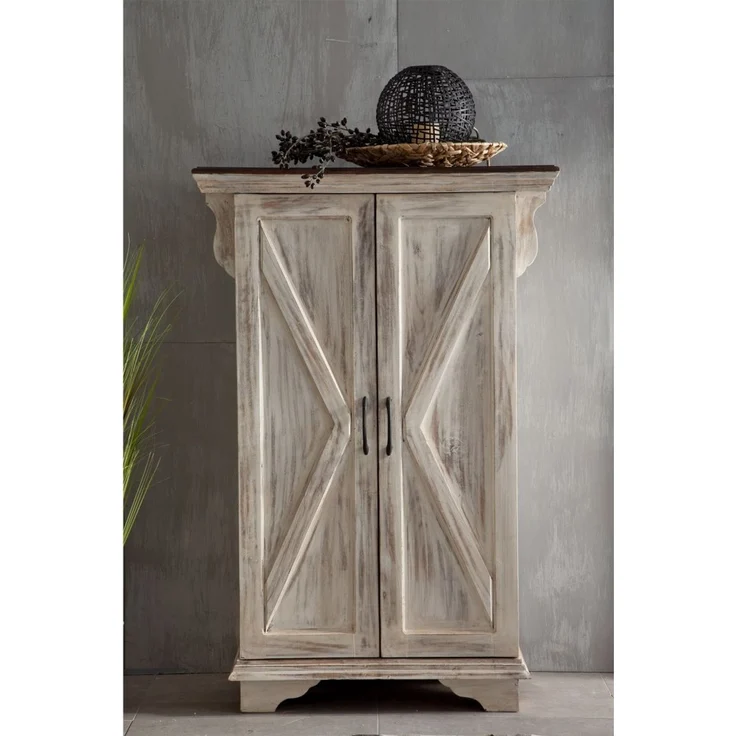 Schrank Mango / Akazie 90x45x135 weiß gewachst CASTLE-ANTIK #267 – Bild 3
