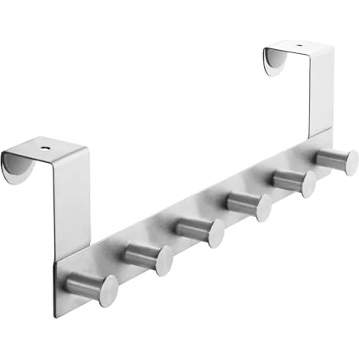 SO-TECH® Türgarderobe Garderobenleiste LINEA 380 x 110 mm, mit 6 Haken Türhaken, (1-St), Edelstahl matt gebürstet, für 40 mm Türen ohne Falz – Bild 2