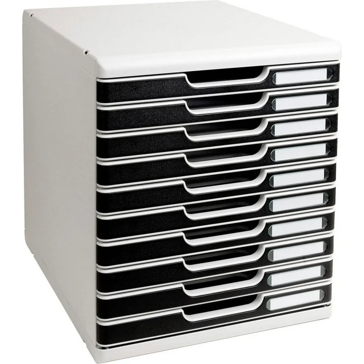 Exacompta Schubladenbox Modulo A4 10 Fächer Classic lichtgrau/schwarz – Bild 3