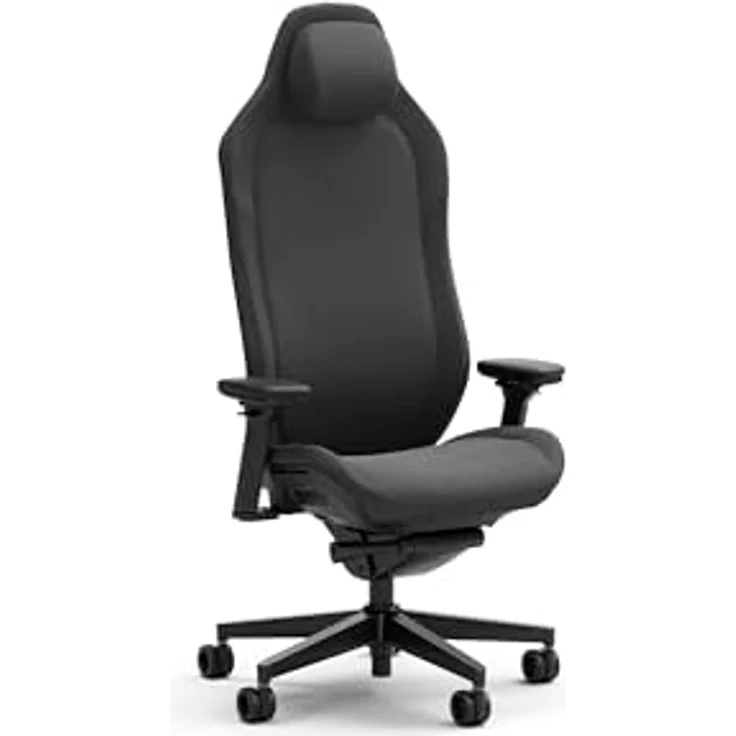 Fractal Design Refine Fabric Dark Gaming Chair - Ergonomic Office Desk Chair with 4D Adjustable Armrests, High-Back Support, Lumbar Cushion, Premium Fabric, and Memory Foam Neck Support – Bild 1