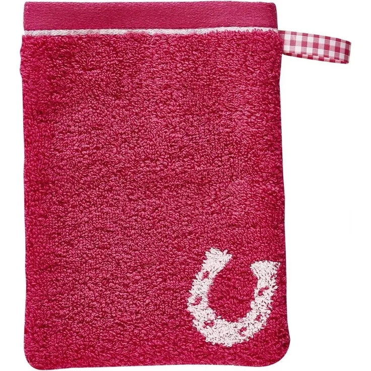 Dyckhoff Waschhandschuh Kinderfrottierserie 'Pferdefreunde' Waschhandschuh 16 x 21 cm Pink