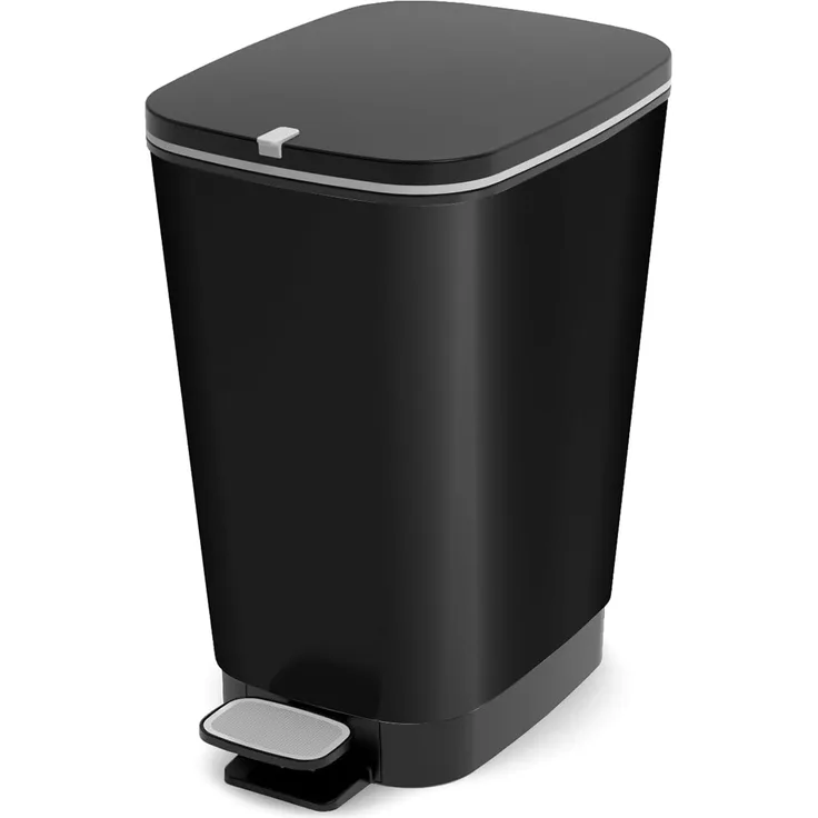 Kiss Abfallbehälter Chic 25 Liter, Plastik, Schwarz-Grau, 26. 5x40. 5x45 cm
