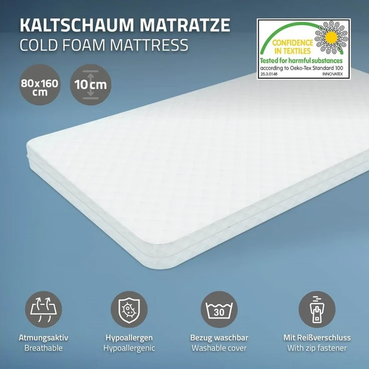 ML-DESIGN Kinderbett Hausbett mit Rausfallschutz, Dach und Lattenrost Massivholz, Bett 80x160 cm Natur mit Matratze 16cm für Mädchen Jungen Holzbett – Bild 3