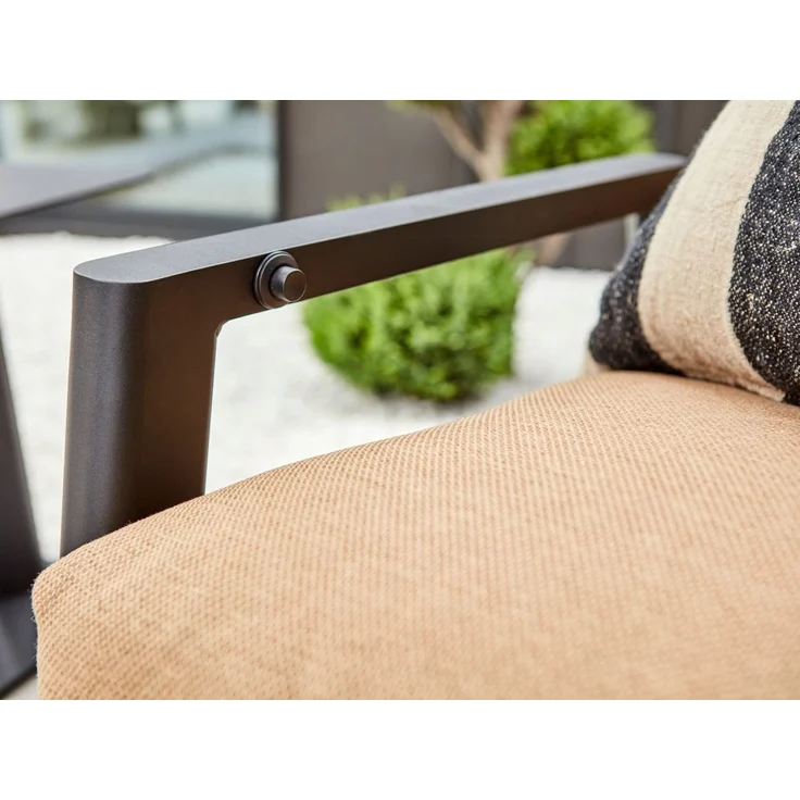Gartensessel Slide von Brafab aus Aluminium mit verstellbarer Rückenlehne, modern, Schwarz Braun, inkl. Kissen – Bild 10