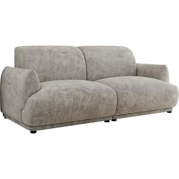 Modernes Design Sofa PUNTA 206 cm 3-Sitzer HR-Schaum Rückenlehne, Wellenfederung, Massivholzrahmen, Sofa mit Armlehnen - Hellgrau Schenille grob gewebt – Bild 5